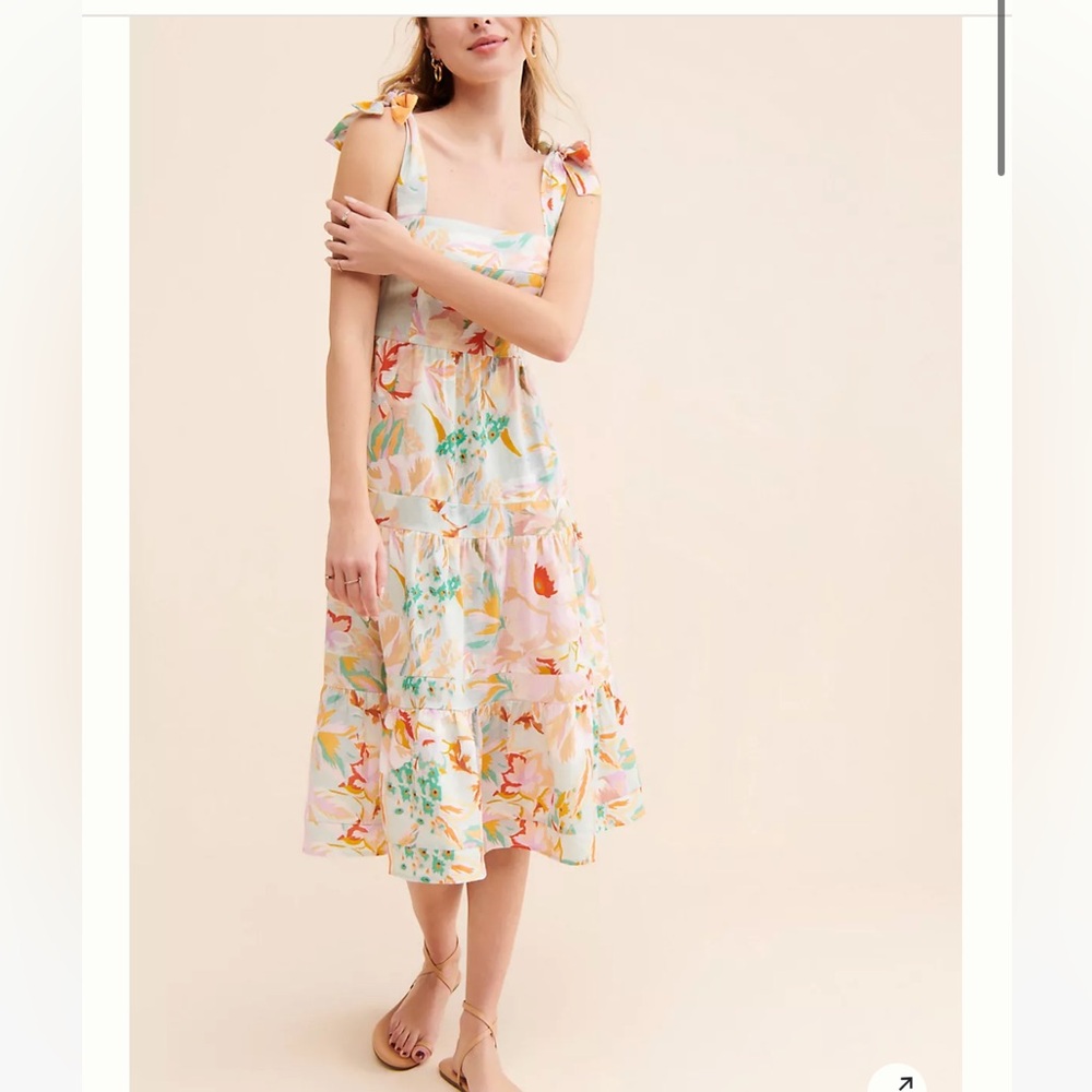 Kachel Tie-Strap Linen Dress